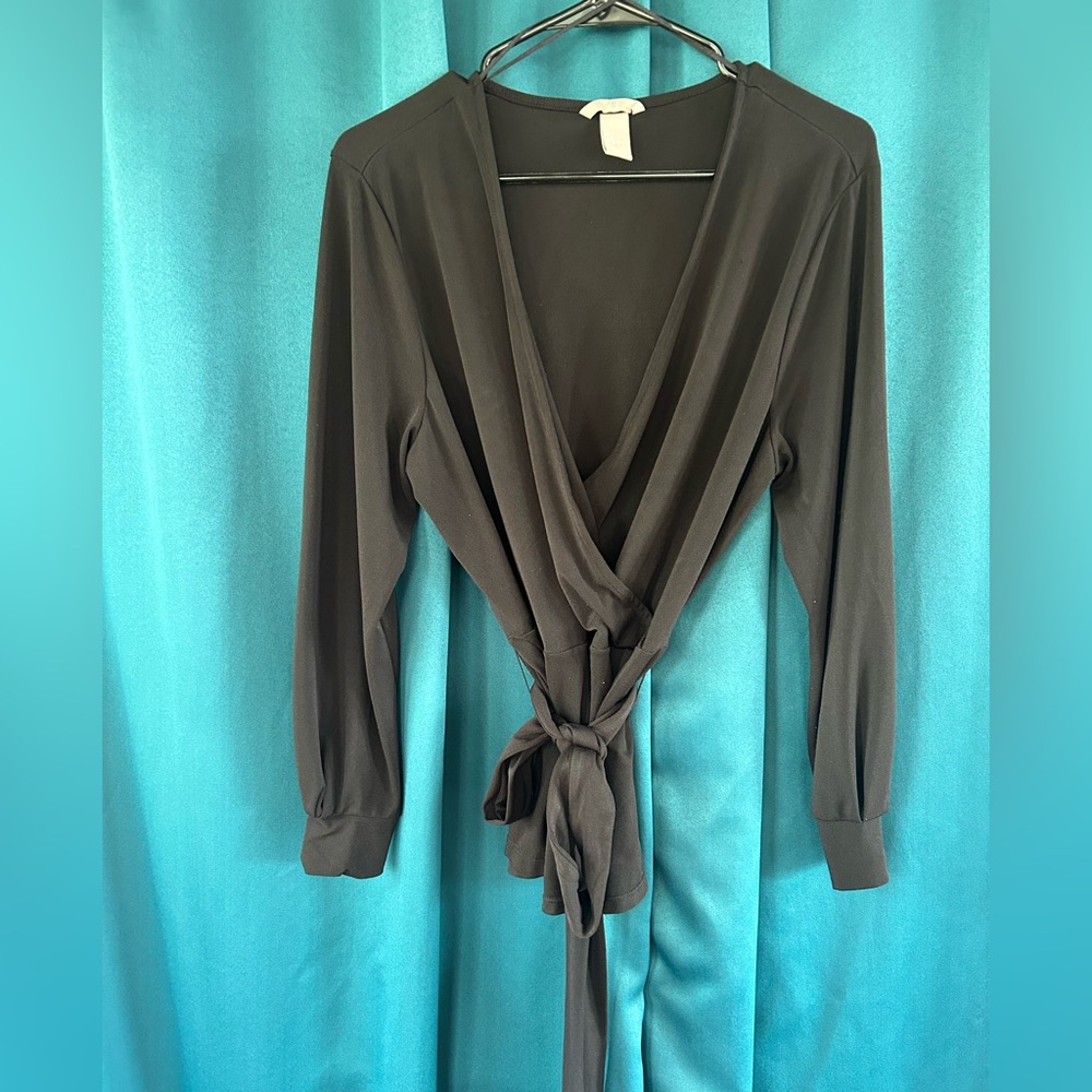 H &M Black Wrap Blouse